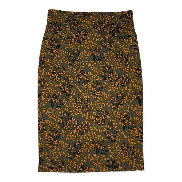 Lularoe XS‎ Cassie Gray & Orange Floral Skirt - Picture 1 of 3